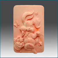 2D Silicone Mold for Soap/polymer/clay/cold porcelain crafts – Hoppin' Bunny with basket